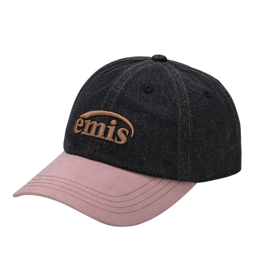 emis WASHED DENIM BALL CAP-GRAY/PINK